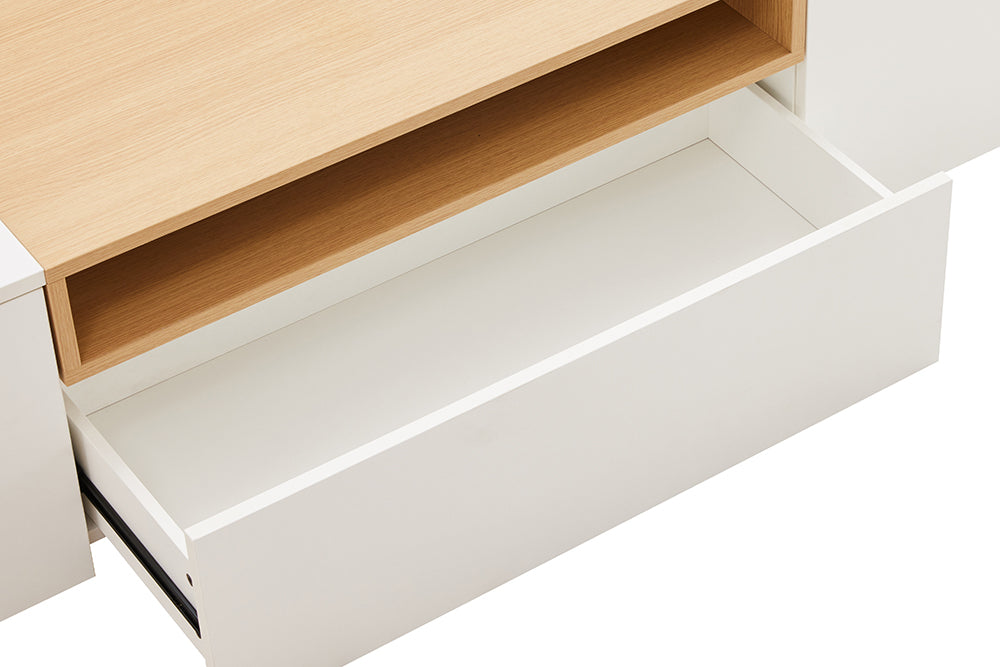 TV-Board LOFT 160cm hanging white natural