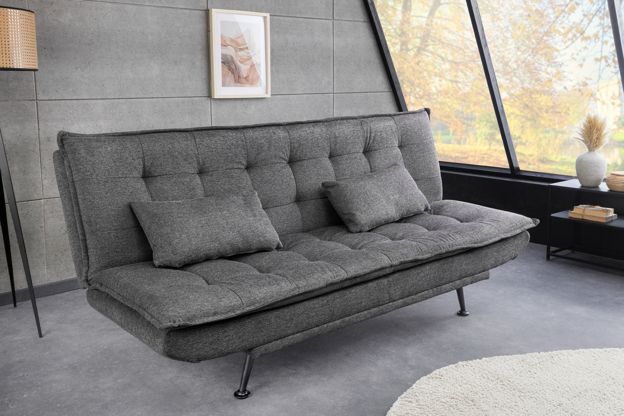 Sofa bed JAZZ 195cm 3-seater textured fabric grey