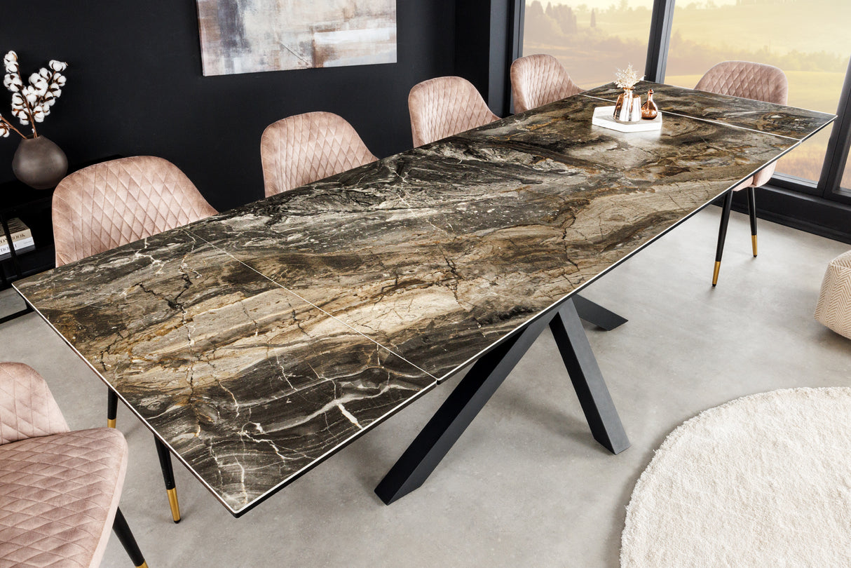 Esstisch MARVELOUS 180-220-260cm Keramik Marmor Optik taupe