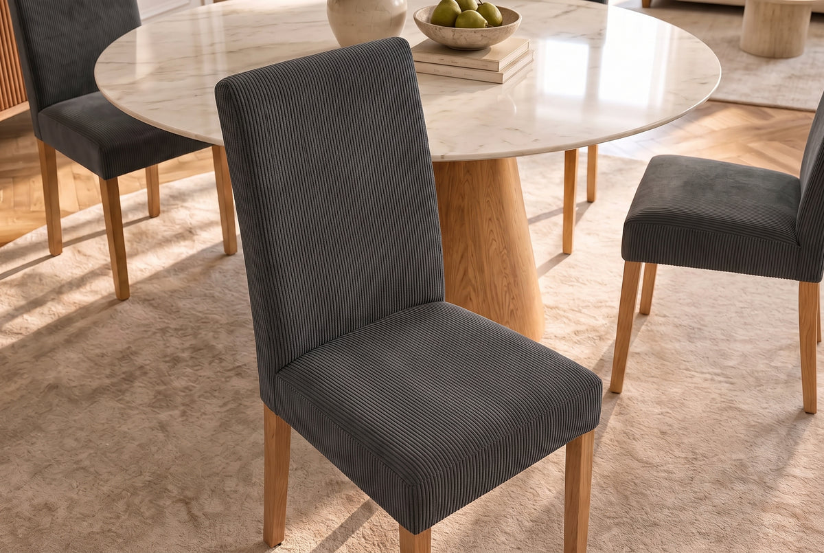 Chair GENUA cord grey w/ rubberwood legs