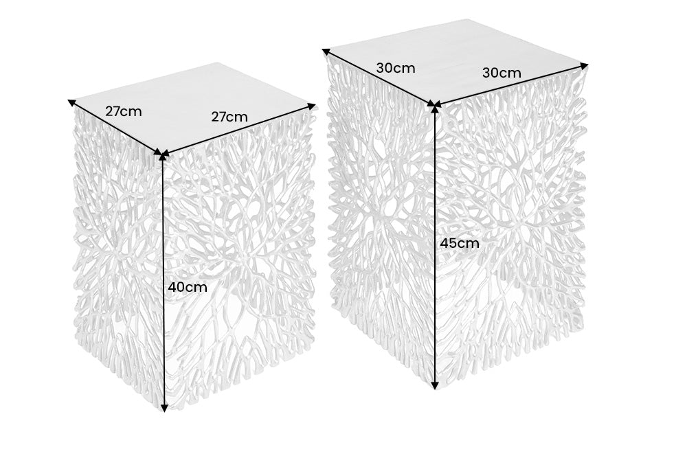 Beistelltisch LEAF 40-45cm 2er Set silber