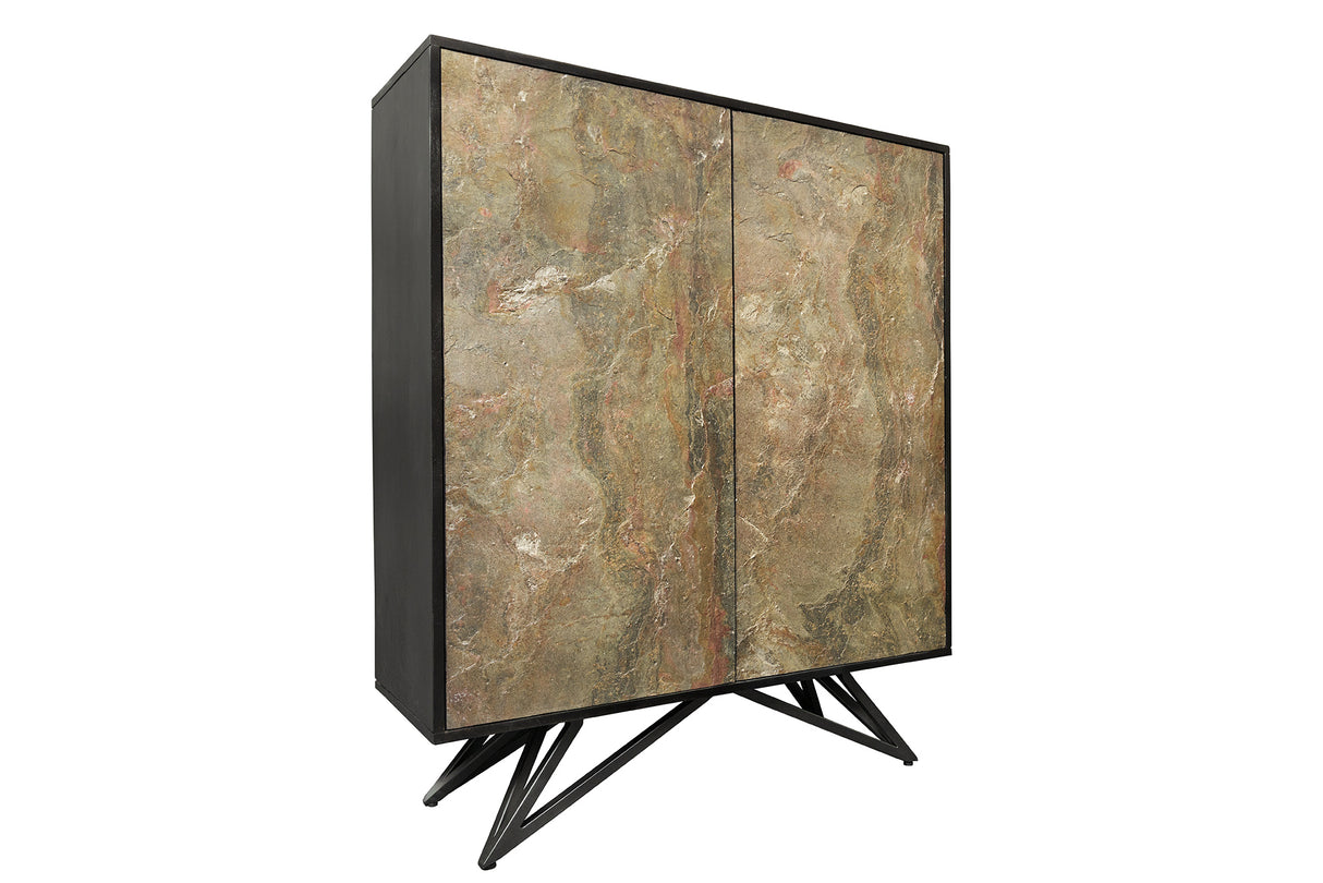 Highboard MOUNTAIN SOUL 120cm acacia natural stone look black natural