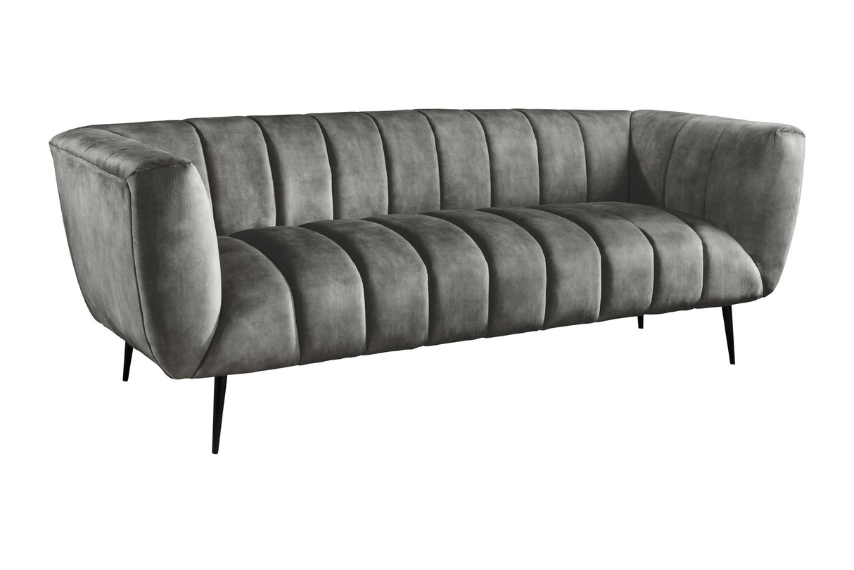 Sofa NOBLESSE 225cm 3-seater velvet grey w/ black feet