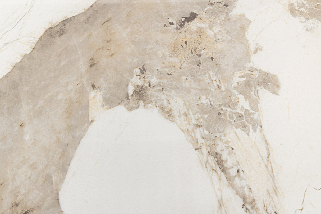 Esstisch UNIQUE 200cm ovales Gestell Eichenholz furniert Keramik weiße Marmorplatte