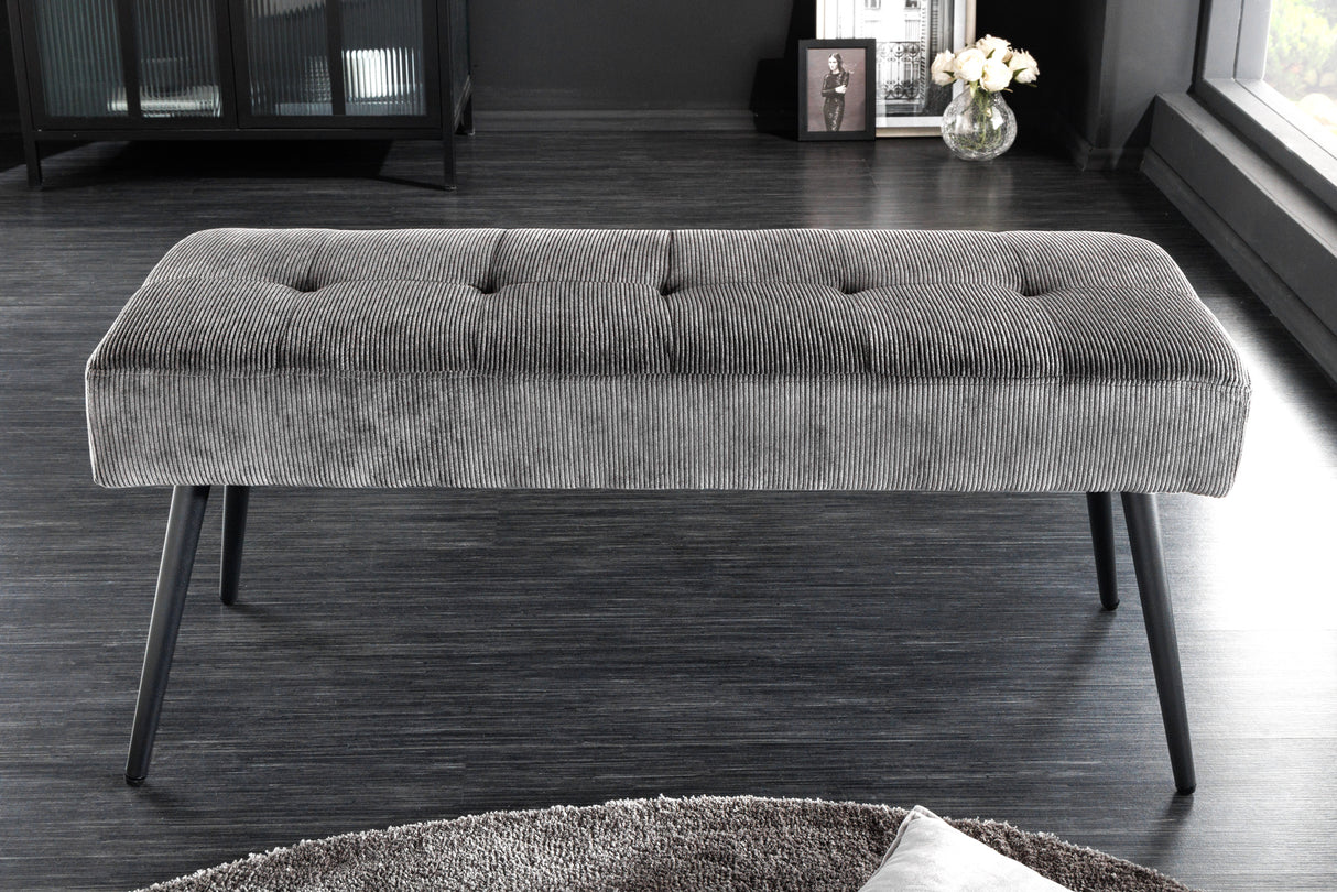 Bench BOUTIQUE 100cm cord dark grey