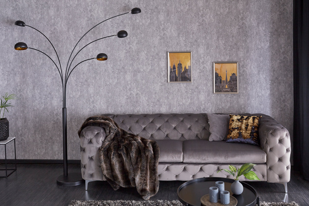 Floor lamp FIVE LIGHTS 210cm black gold w/ marble base