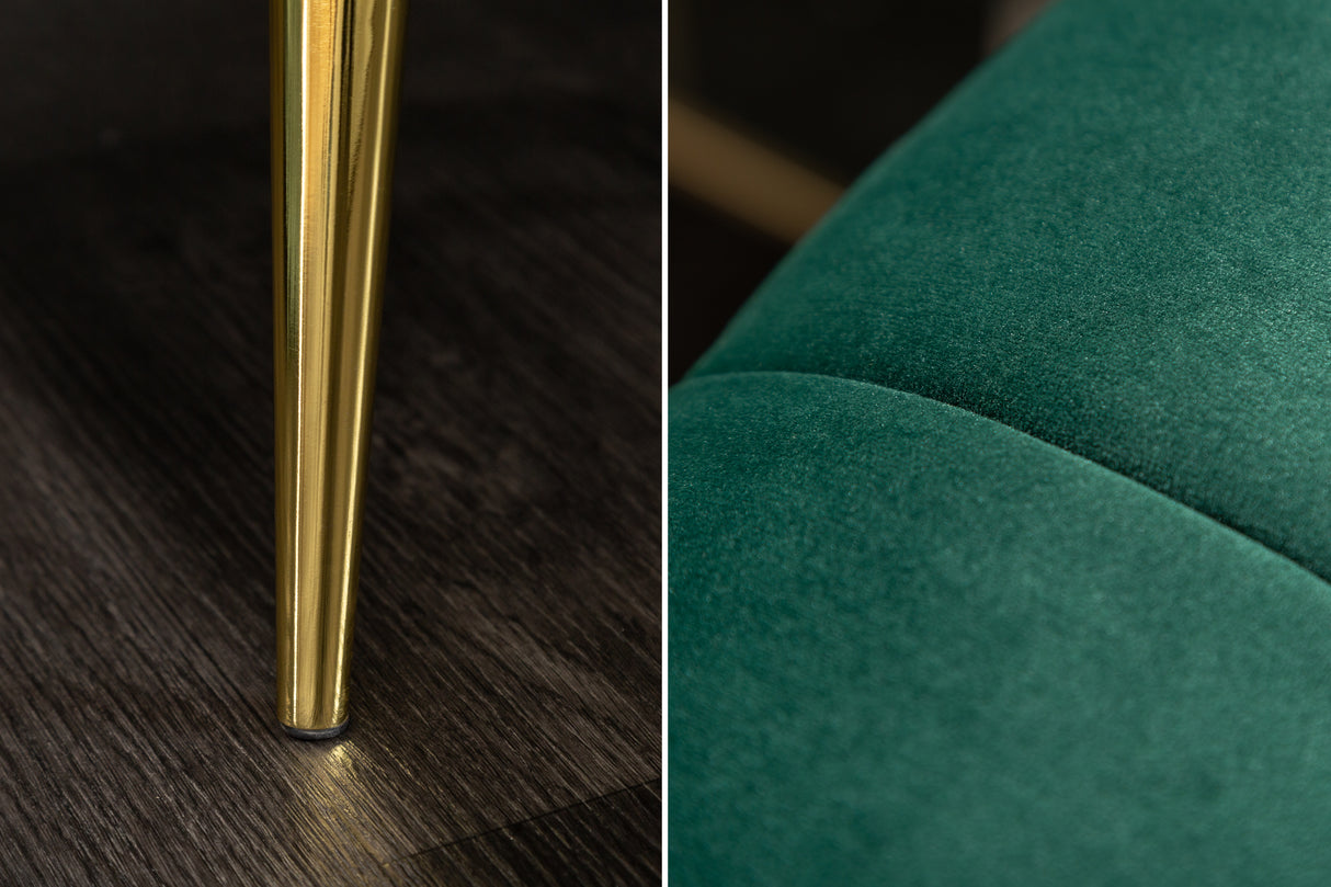 Sofa NOBLESSE 225cm 3-seater velvet emerald green w/ golden feet