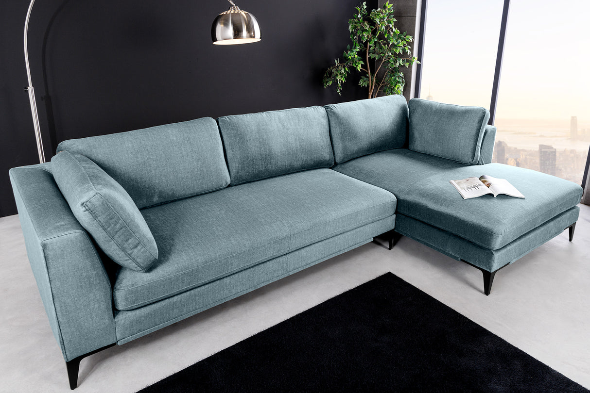 Corner Sofa SIGNUM XL 315cm 3-seater w/ ottoman right velvet teal