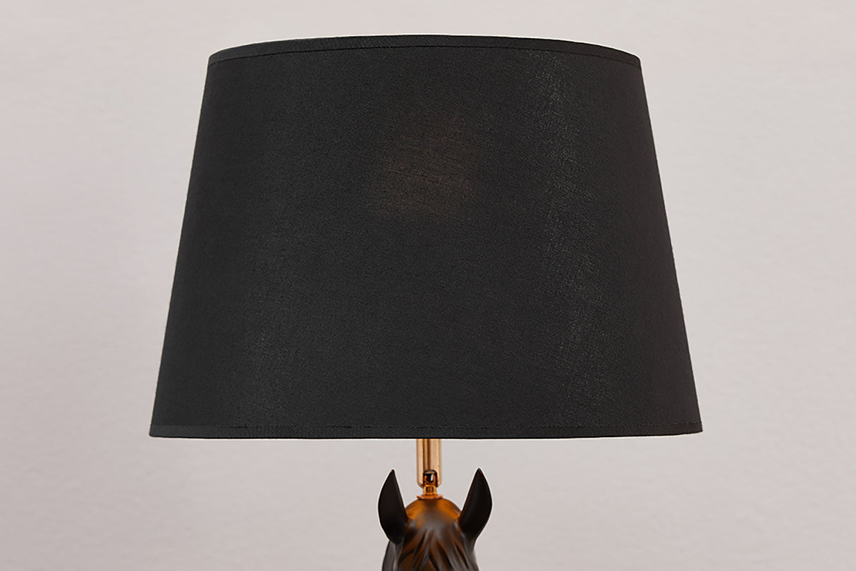 Table lamp BLACK BEAUTY 75cm horse sculpture black gold