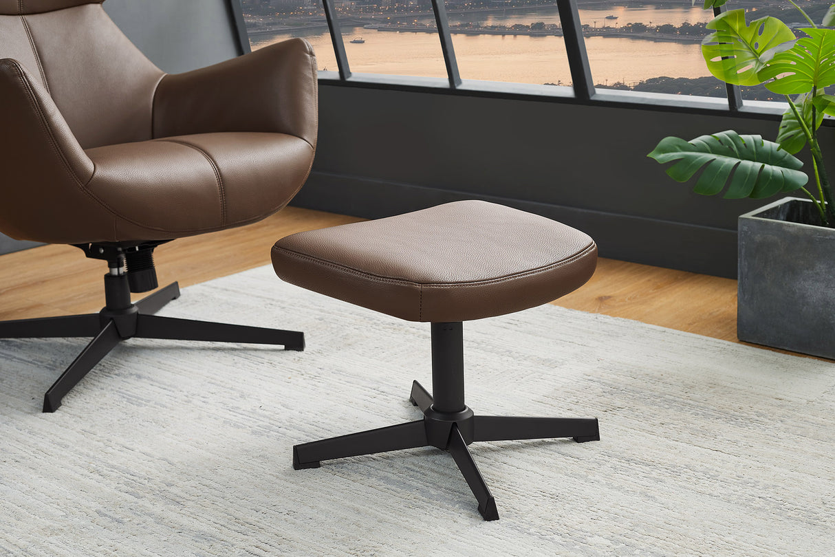 Stool VOGUE 45cm rotatable artificial leather brown w/ black metal frame