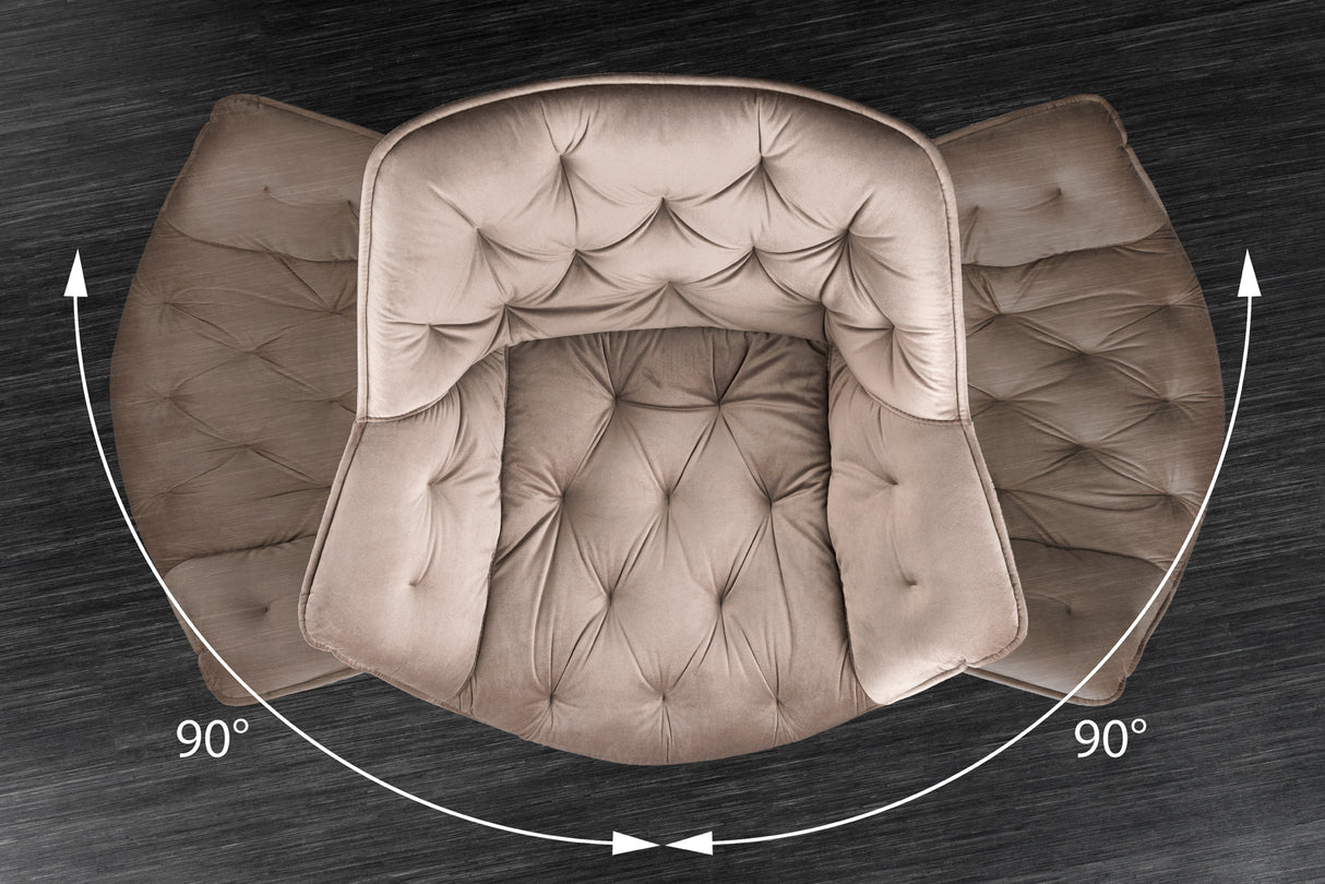 Swivel chair THE DUTCH COMFORT with armrests velvet champagne greige