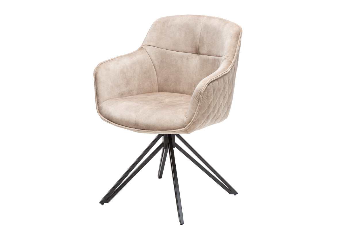 Drehstuhl EUPHORIA drehbar 180° mit Armlehnen Samt champagner greige