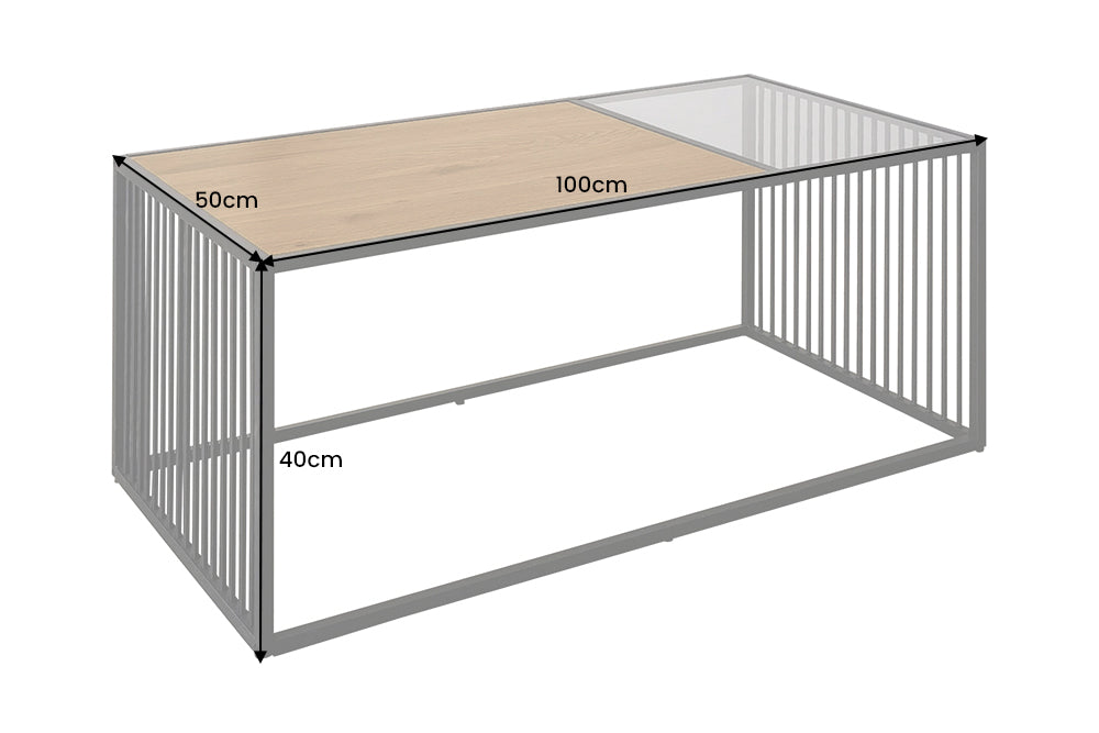 Couchtisch ARCHITECTURE 100cm Marmoroptik und Rauchglas