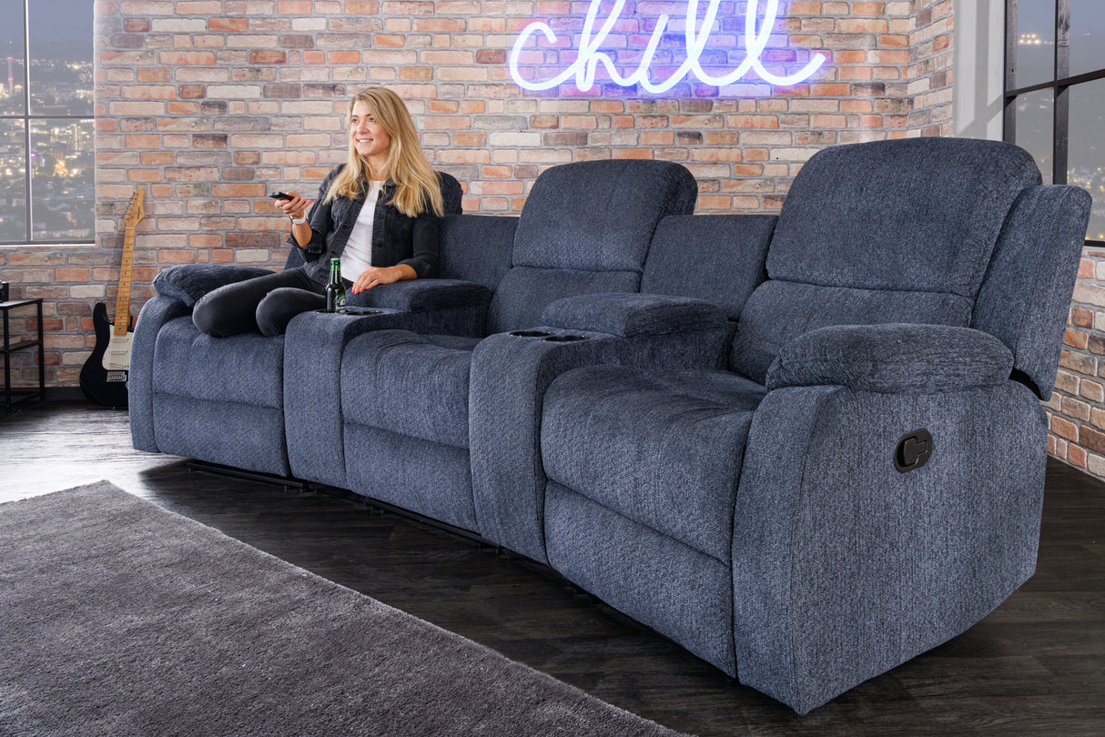 Cinema armchair HOLLYWOD 3-seater textured fabric grey