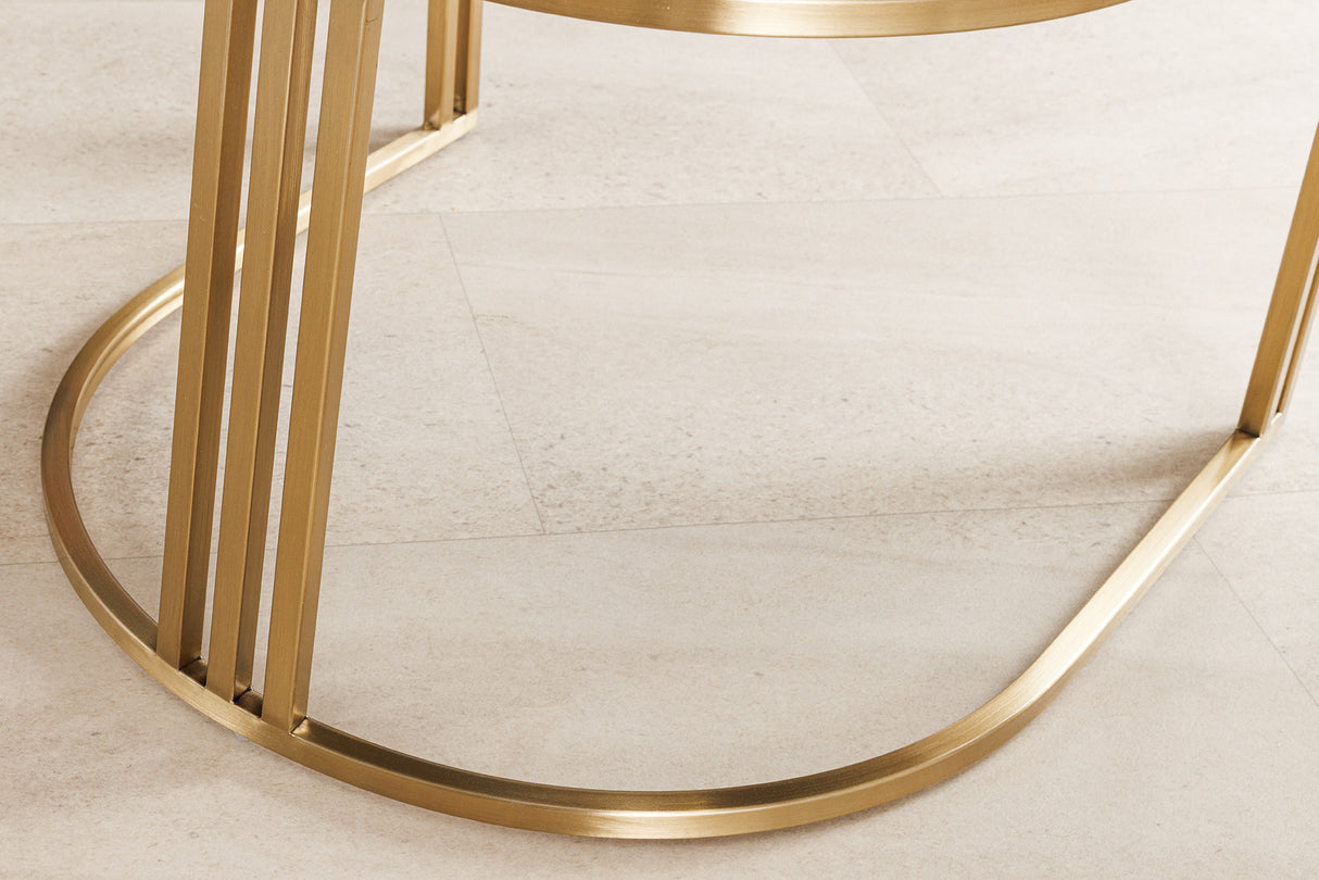 Chair EXTRAVAGANCIA beige chenille fabric w/ armrests and champagne golden frame