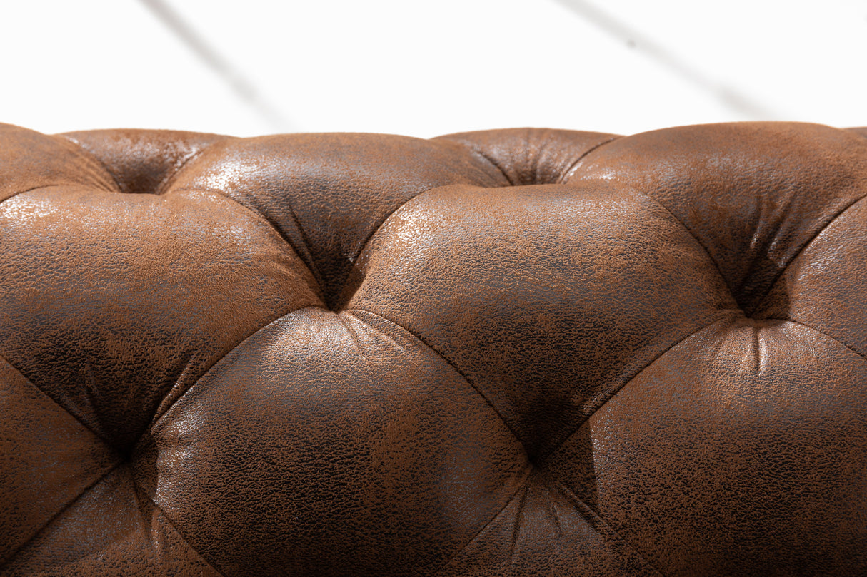 Ecksofa MODERN BAROCK 275cm Microfaser antikbraun im Chesterfield Stil