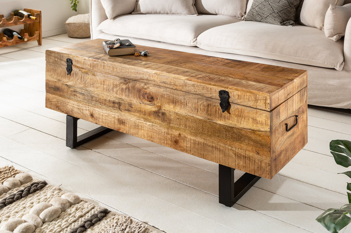 Sitzbank Garderobenständer FACTORY LOFT 115cm Mangoholz natur