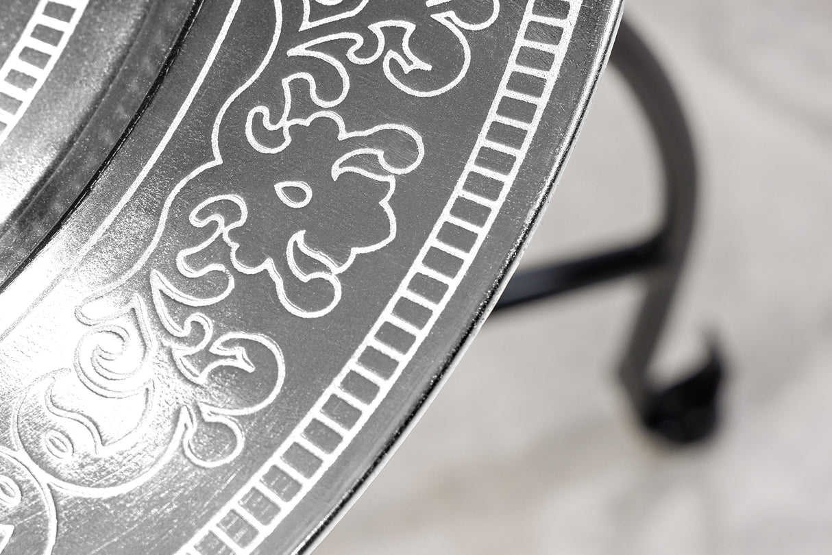 Side table MARRAKESH 50cm silver hammer stroke design removable tray