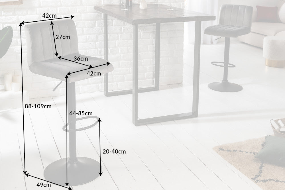 Barhocker PORTLAND 88-109cm samtgrau