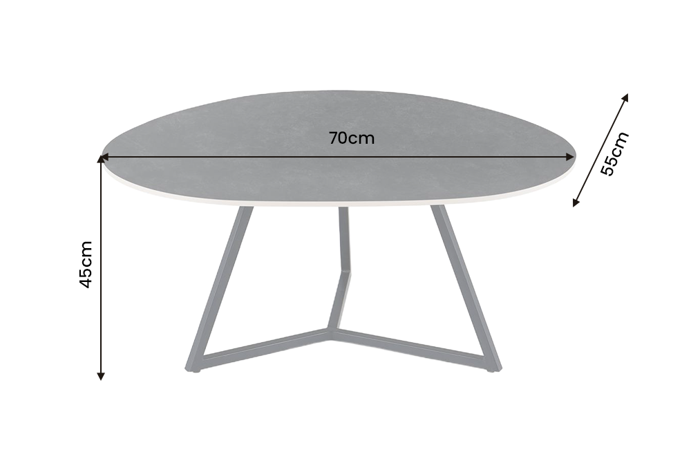 Coffee table MARVELOUS 70cm ceramic grey