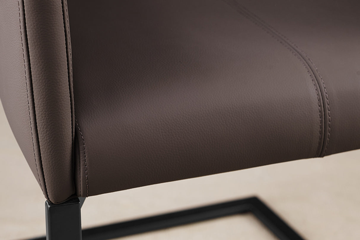 Freischwinger SAMSON mit Griff und Armlehnen Leder taupe grau