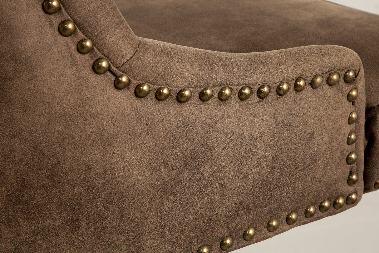 Bürostuhl VICTORIAN 49-57cm Mikrofaser braun im Chesterfield Stil