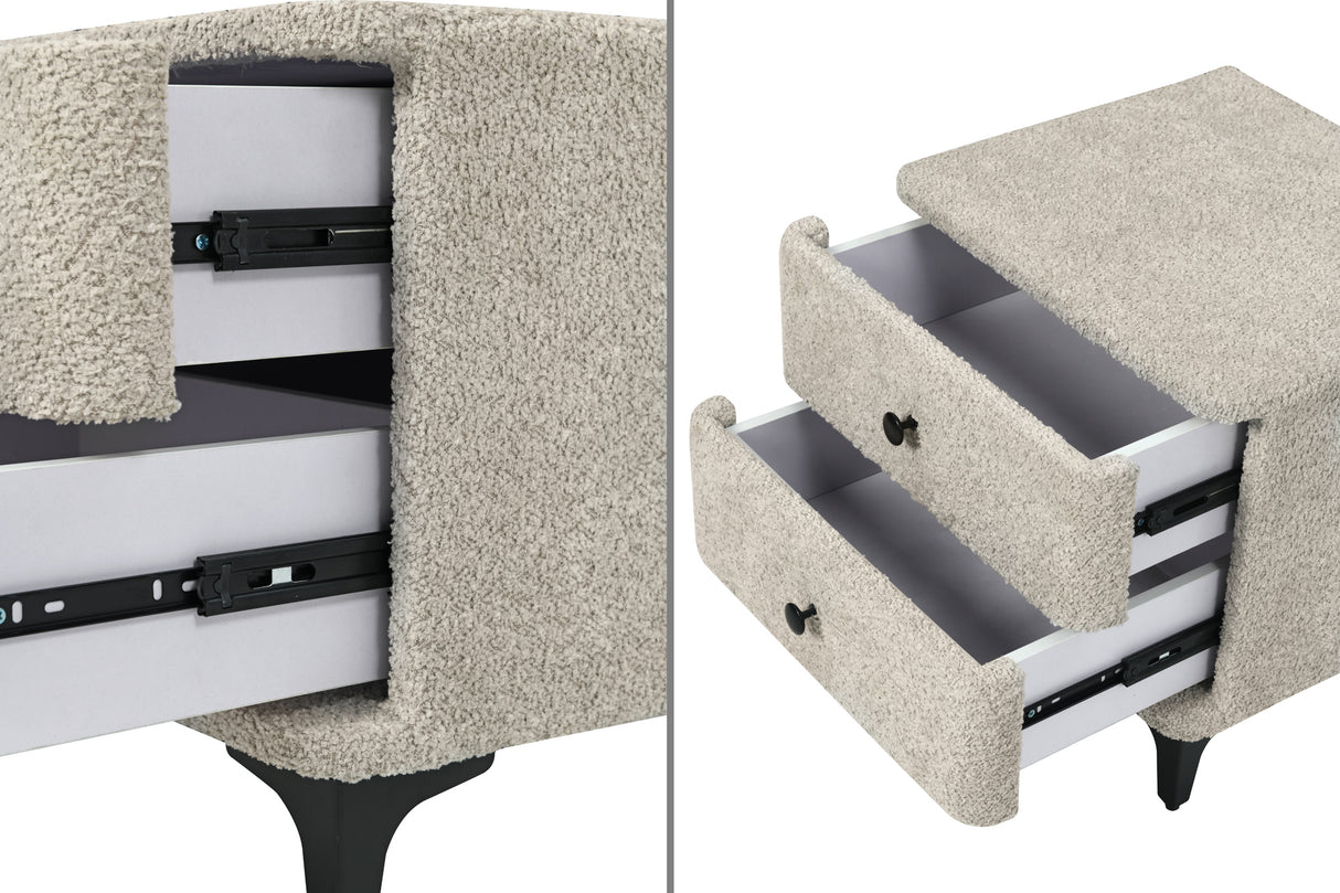 Bedside table ART DECO 45cm bouclé greige