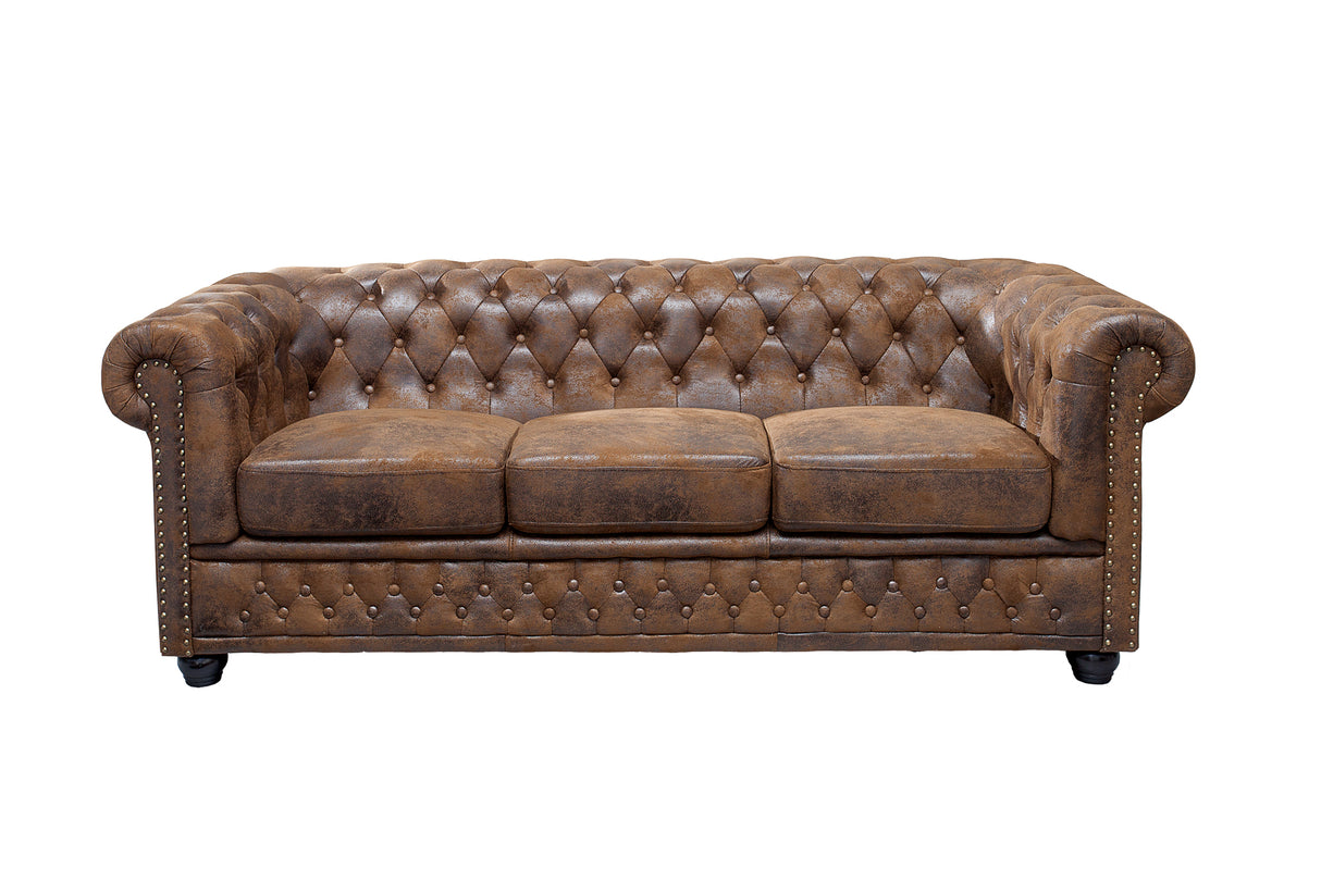 Sofa CHESTERFIELD 3-seater antique look brown