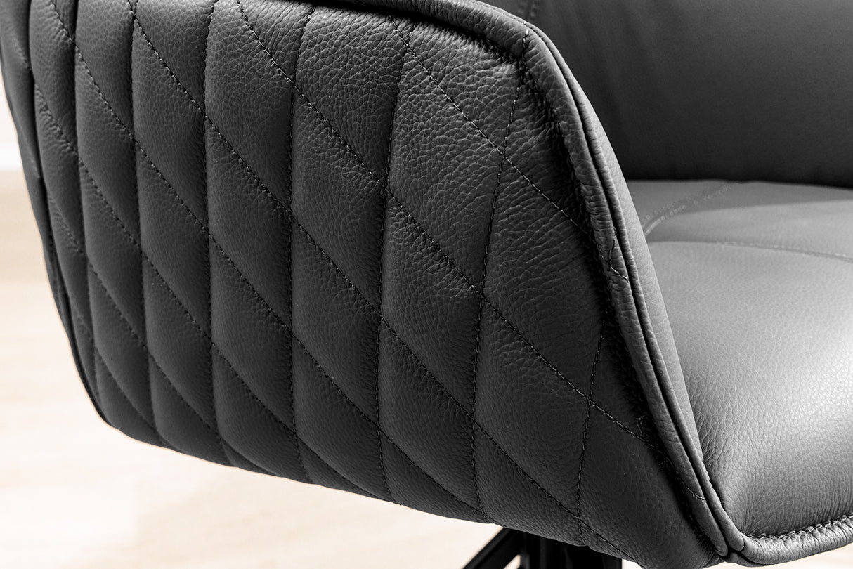 Swivel chair EUPHORIA rotatable 180° with armrests leather black