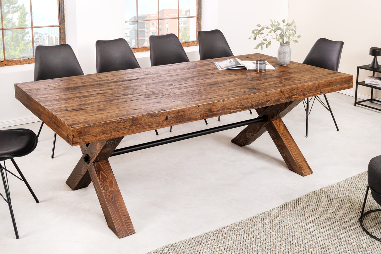 Dining table GOLIATH 210cm pinewood natural black