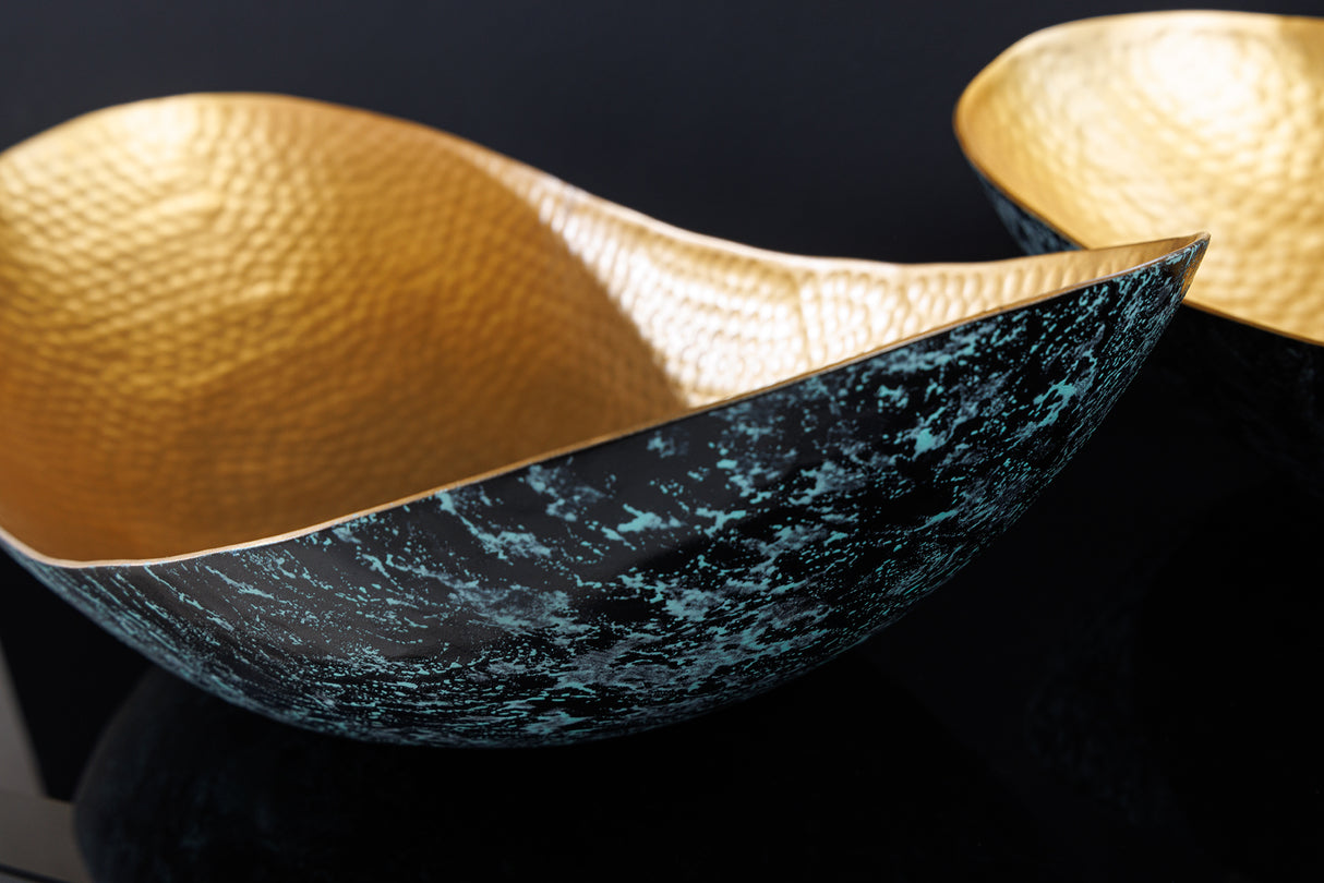Dekoschale ABSTRACT ORIENT 43-54cm mit Hammerschlageffekt Gold und Patina