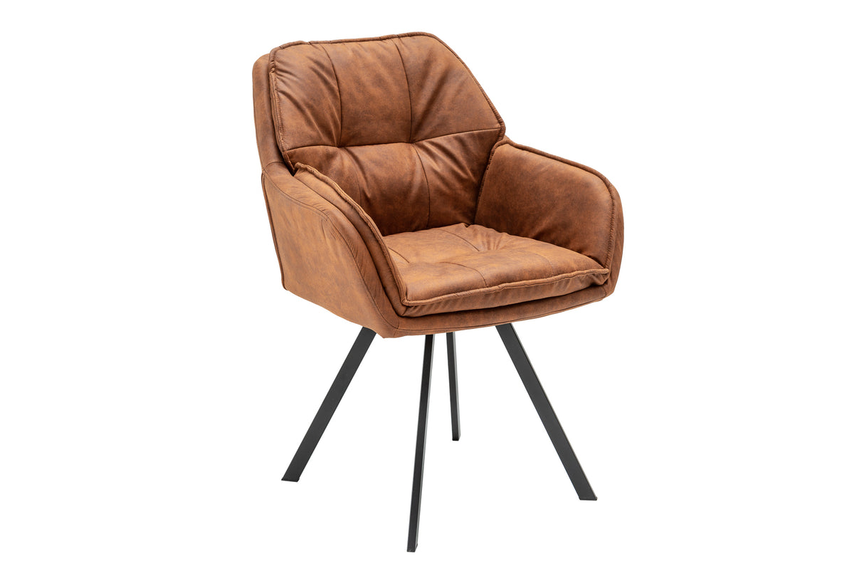 Swivel chair LOUNGER 180° with armrests microfibre light brown