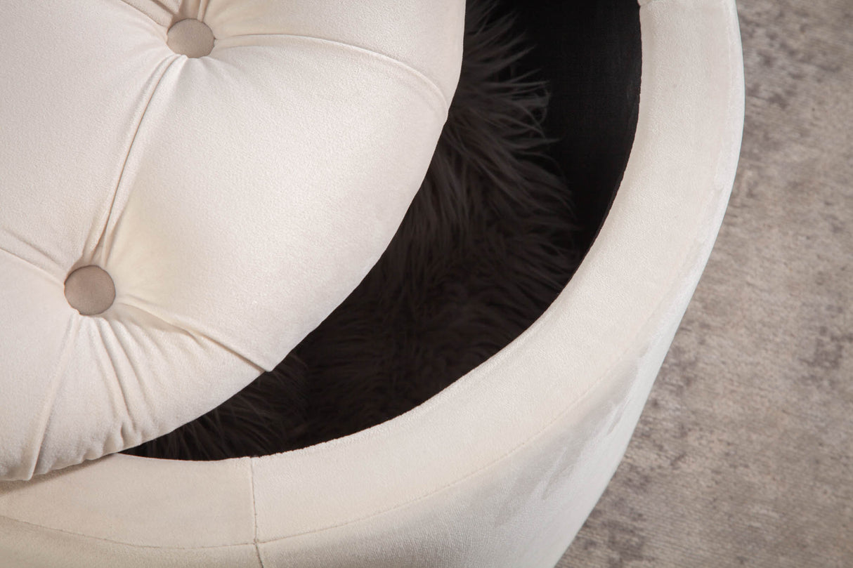 Stool MODERN BAROCK STORAGE 50cm velvet beige