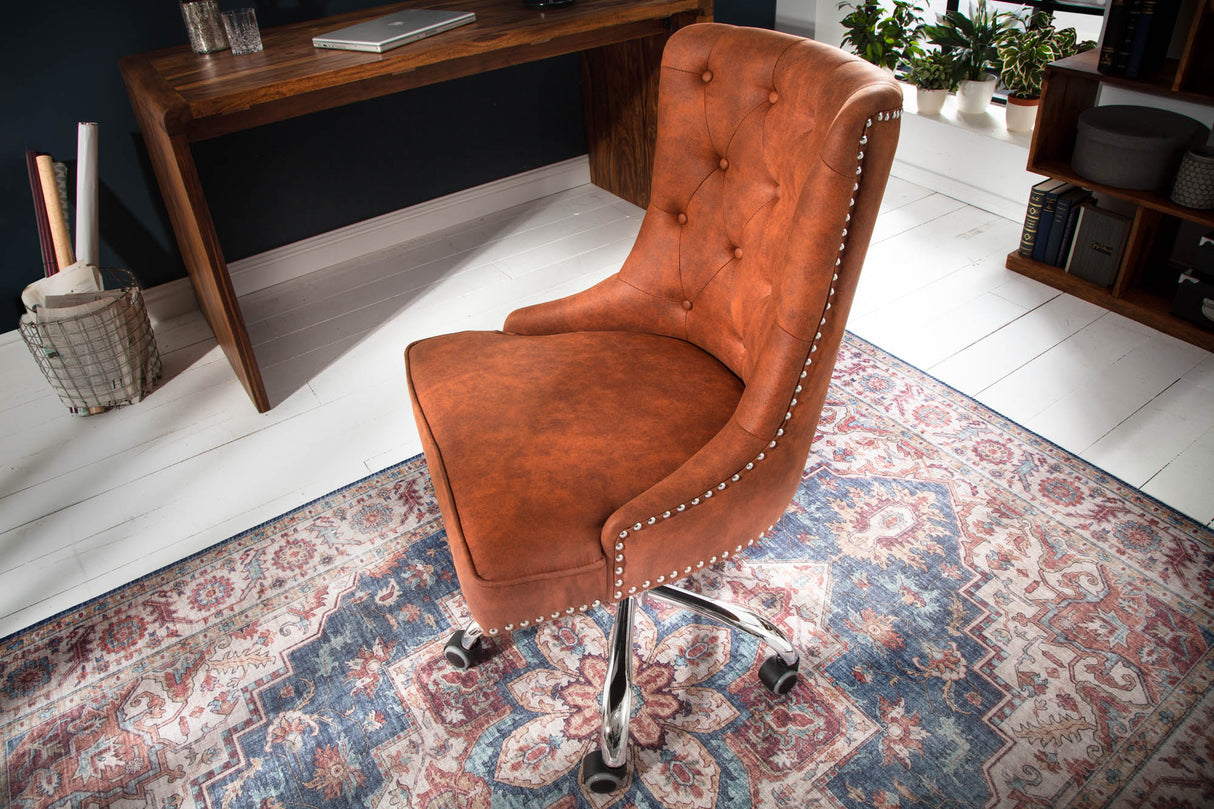 Bürostuhl VICTORIAN 49-57cm Mikrofaser hellbraun im Barockstil