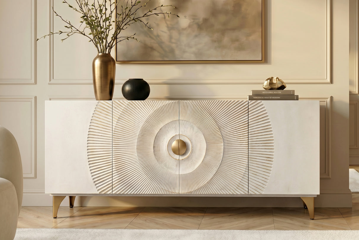 Sideboard GOLDEN SUNSET 180cm 3D mango wood white