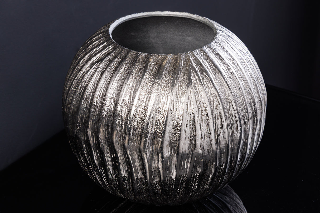 Deko-Vase ELEGANCE 20cm mit Hammerschlag-Effekt Silber