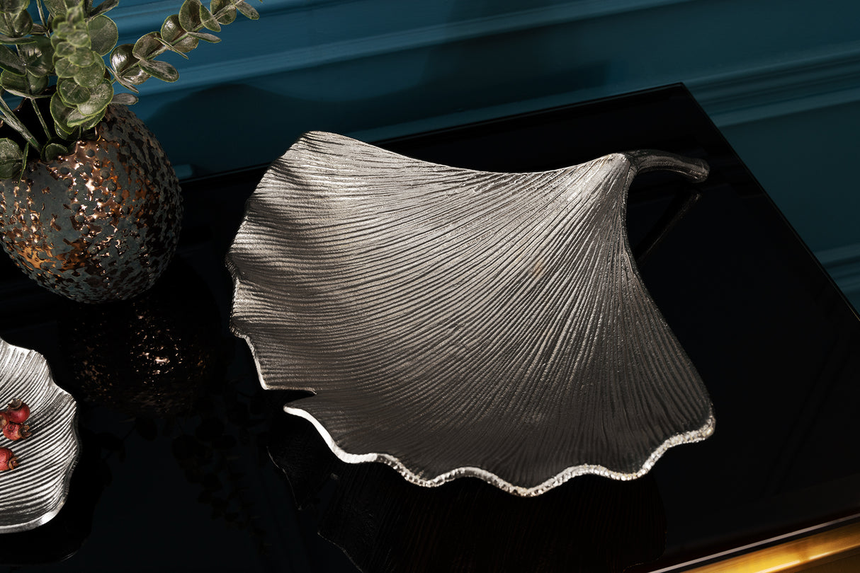 Decoration bowl GINKGO 42cm silver