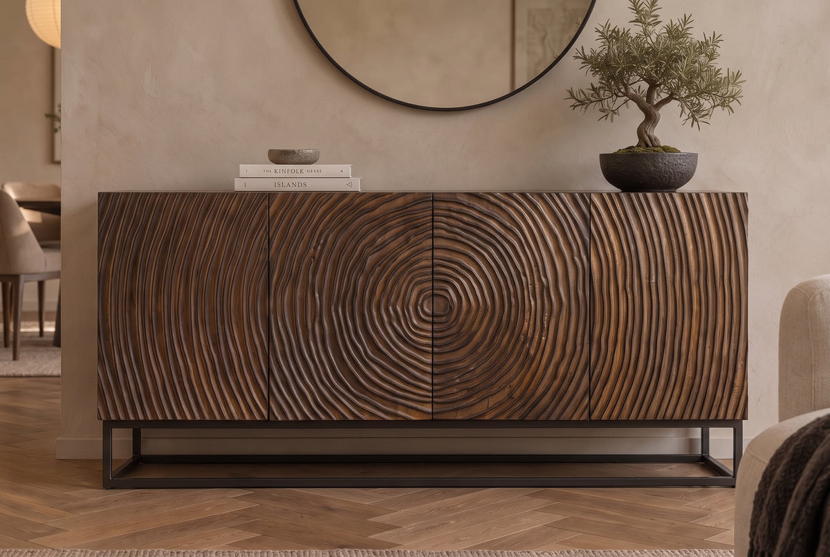 Sideboard ZEN CIRCLE 160cm 3D mango wood dark brown