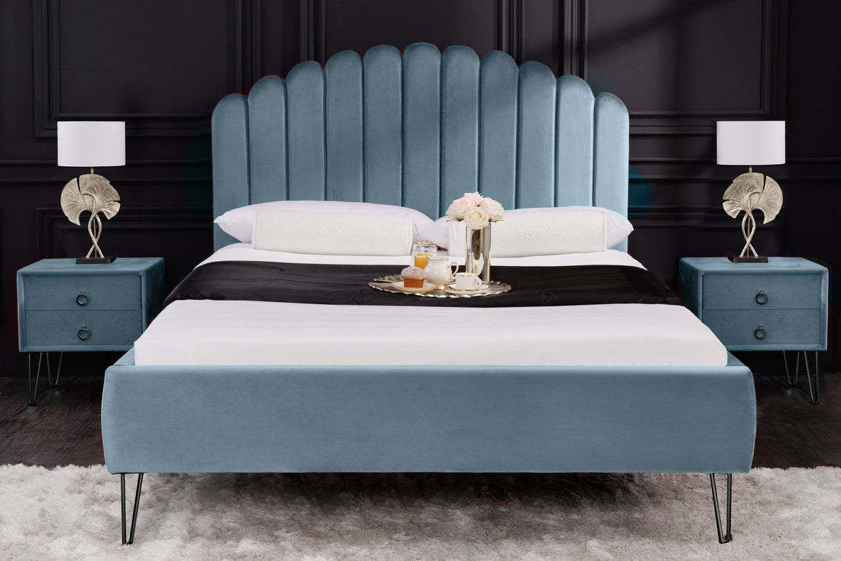 Bed PEARL 140x200cm velvet aqua