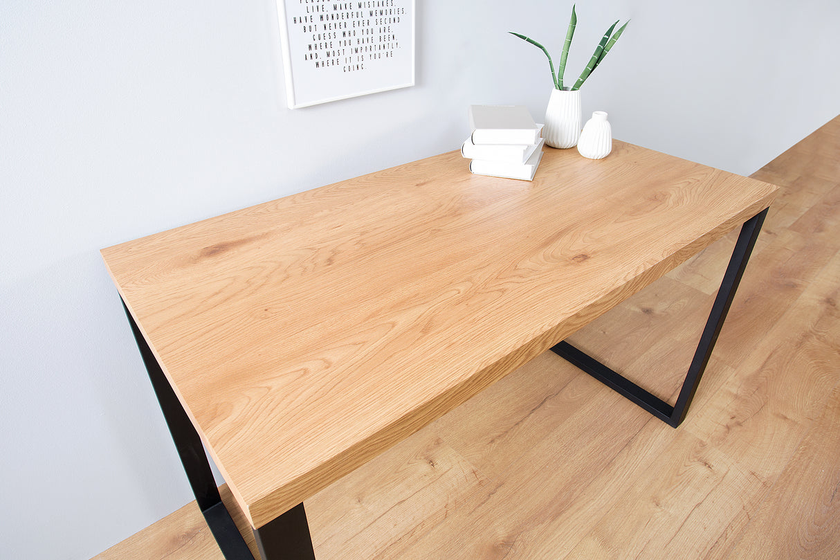 Büroschreibtisch OAK DESK 120cm Eiche schwarz Eisengestell