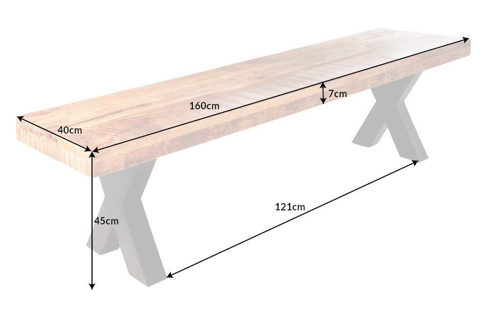 Bench IRON CRAFT 160cm mango wood natural