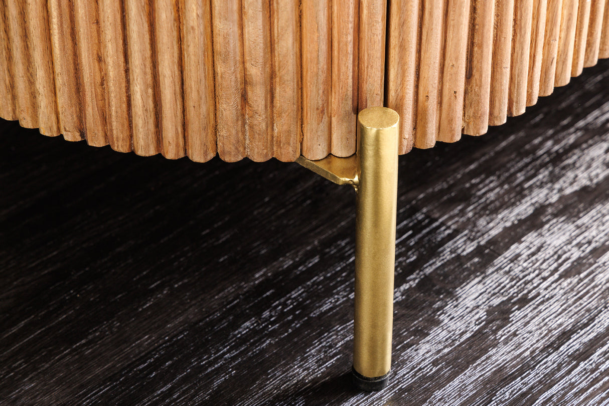 Sideboard TRES CHIC 70cm mango wood natural w/ white marble top and golden handles