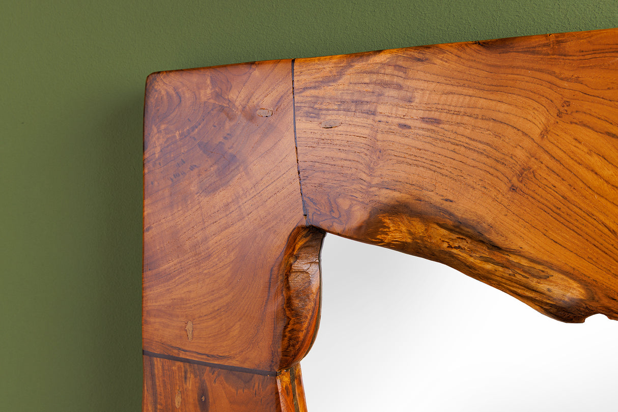 Wandspiegel MOSAIK 90cm Teakholz natur braun handgefertigt