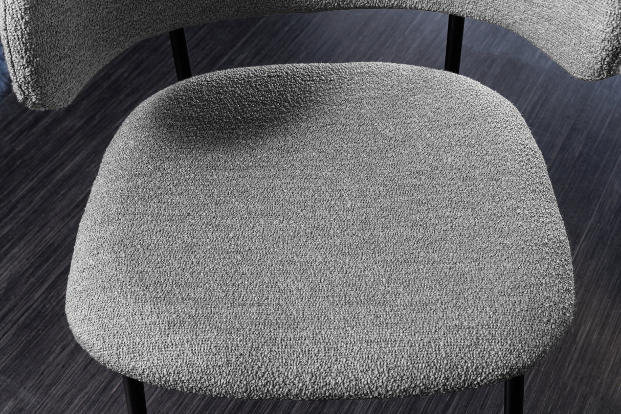 Chair TRACY ALPINE bouclé grey black legs