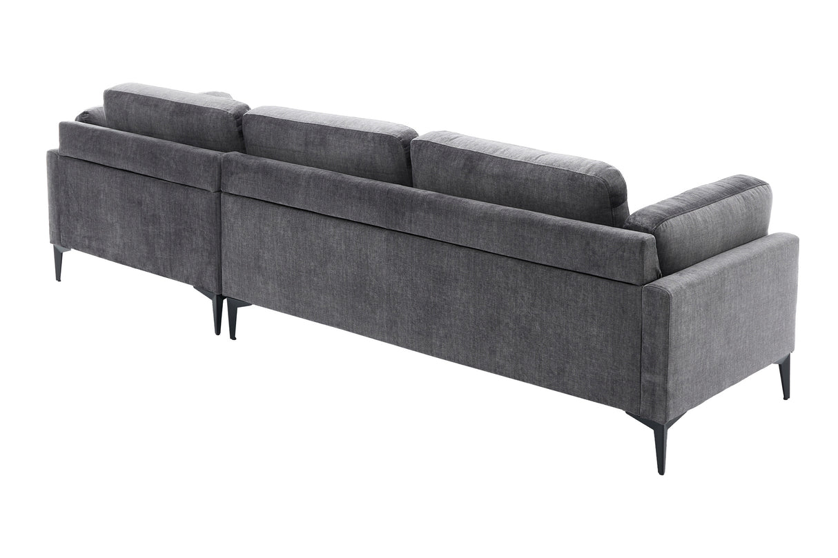 Corner sofa MANHATTAN 295cm w/ ottoman right velvet dark grey
