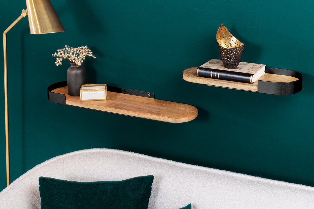 Wall shelf PURE NATURE 40-60cm set of 2 mango wood