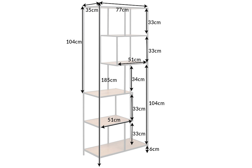 Regal SLIM LINE 185x77cm Wildeiche Holzoptik