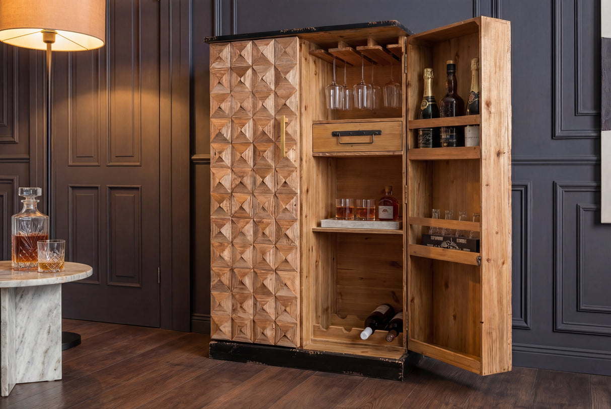 Barschrank BODEGA 120cm Kiefer Naturholz