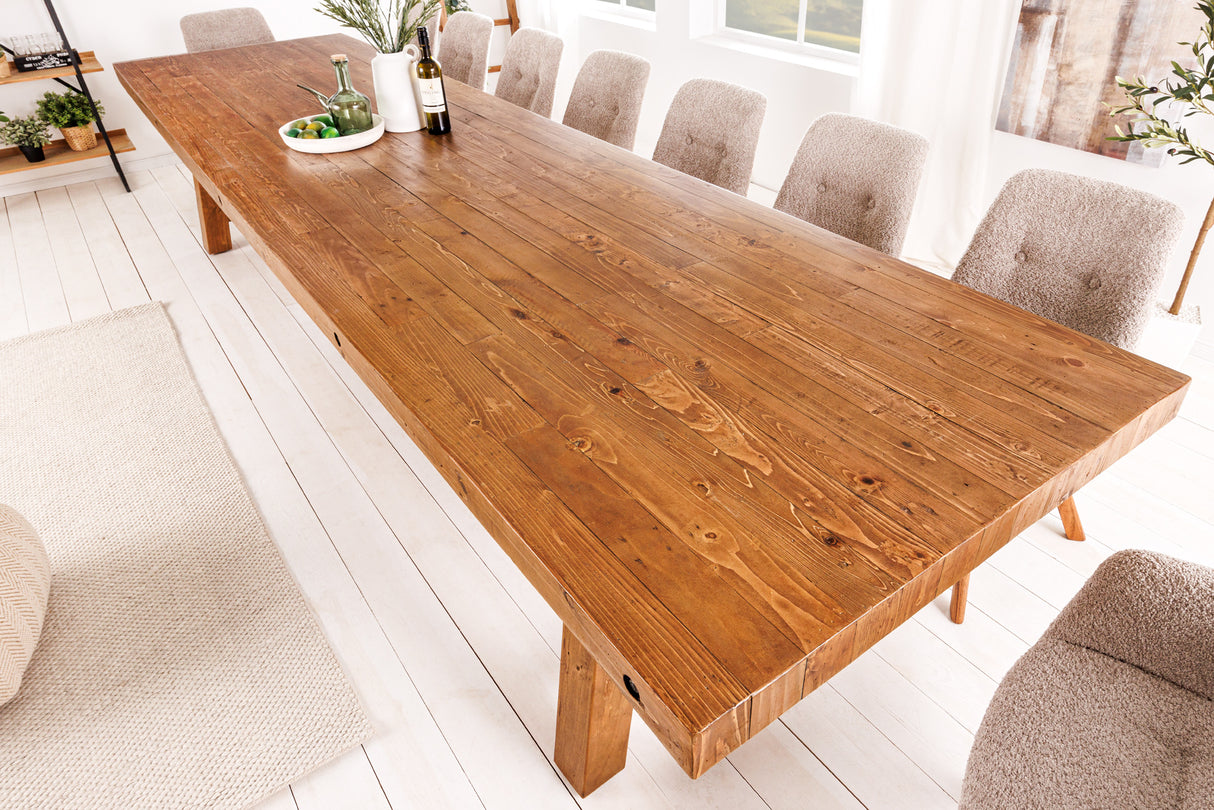 Dining table FINCA 300cm pinewood 80mm vintage brown