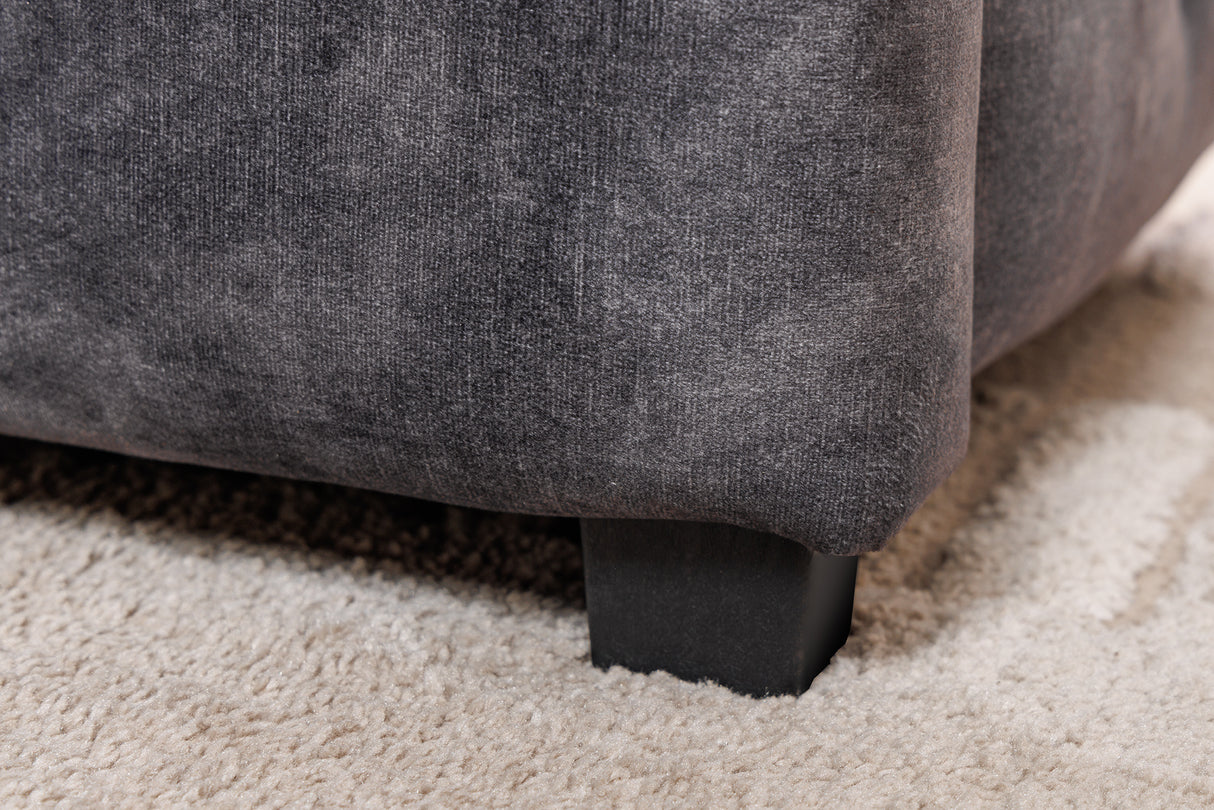 Bed PARIS 160x200cm CHESTERFIELD look velvet grey w/ storage space